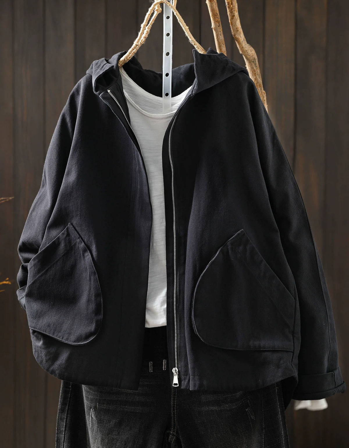 Women's Casual Hooded Jacket – Relaxed Fit Lightweight Zip Up Coat