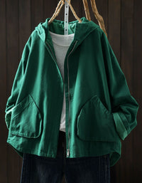 Women's Loose Fit Hooded Jacket – Lightweight Casual Zip Up Outerwear