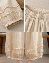 Women's Relaxed Linen Cropped Pants – Vintage Boho Style