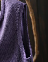 Women's Loose Casual Floral Embroidered Knit Vest