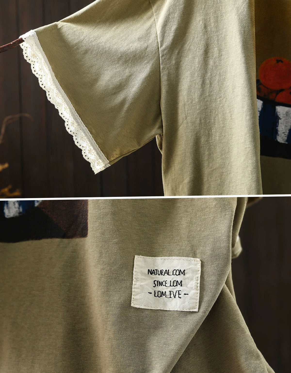 Women’s Olive Green Loose Fit Graphic Print Blouse