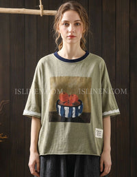 Women’s Vintage Fruit Graphic 3/4 Sleeve Loose Top