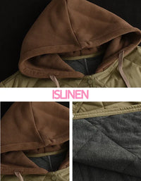 Women’s Loose Casual Long Hooded Quilted Jacket - Islinen