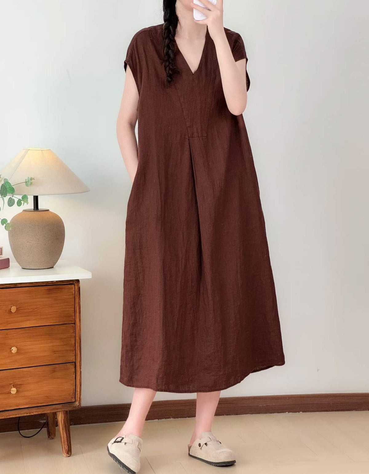 Loose fitting linen blend dress for everyday comfort