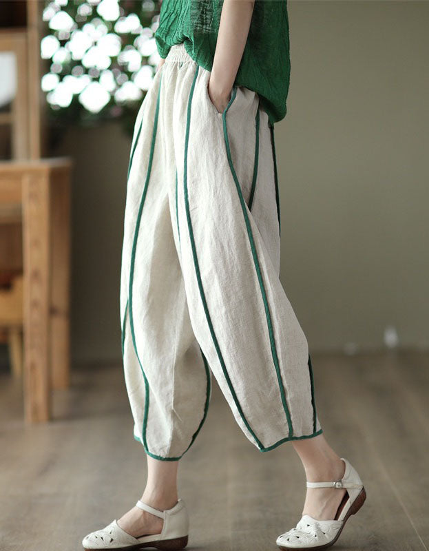 Women’s Loose Fit Striped Linen Trousers