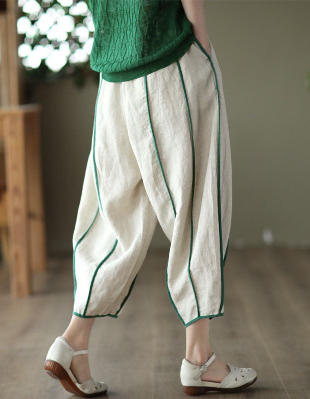 Women’s Loose Fit Striped Linen Trousers