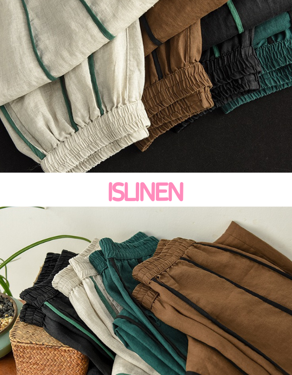 Women’s Loose Fit Striped Linen Trousers