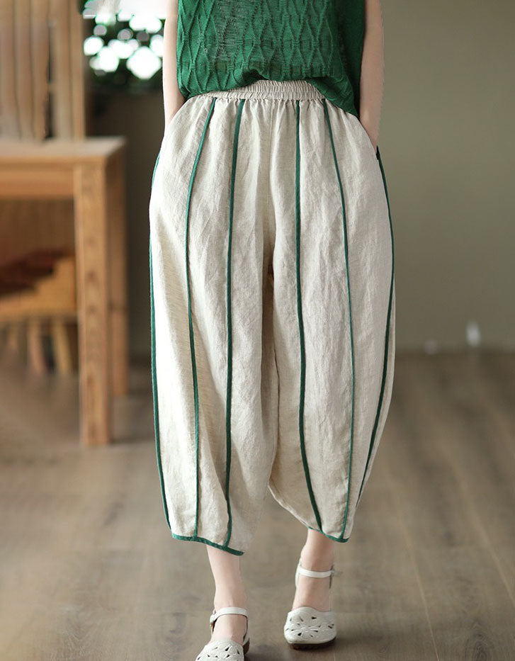 Women’s Loose Fit Striped Linen Trousers