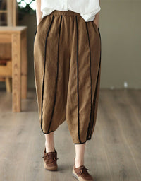 Women’s Loose Fit Striped Linen Trousers