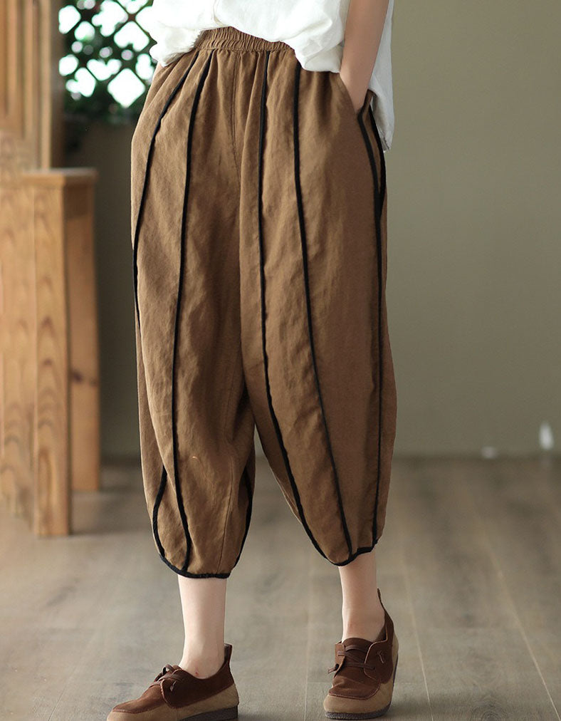 Women’s Loose Fit Striped Linen Trousers