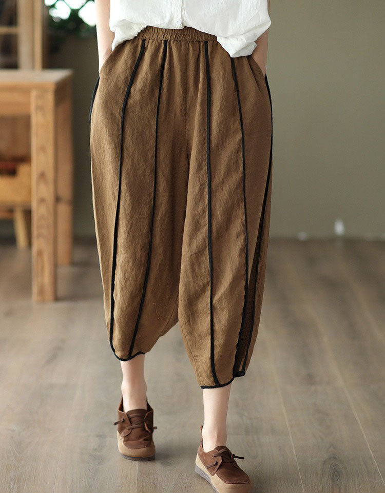 Women’s Loose Fit Striped Linen Trousers