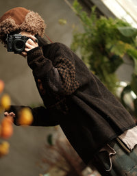 Women's Loose Fit Vintage Patchwork Knit Sweater