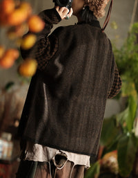 Women's Loose Fit Vintage Patchwork Knit Sweater