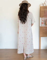 Breathable Relaxed Fit Linen Midi Dress Women