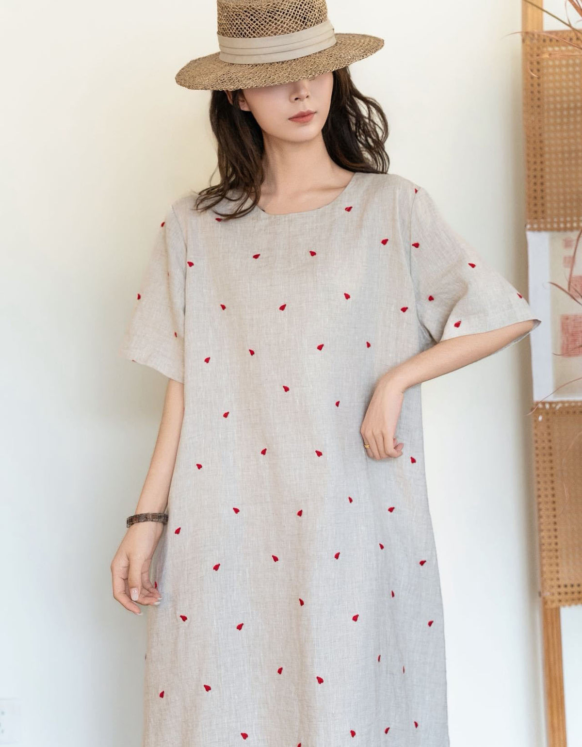 Vintage Style Linen Casual Dress for Women