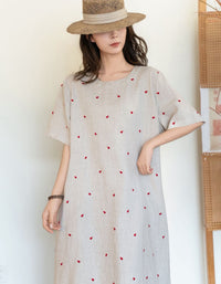 Vintage Style Linen Casual Dress for Women