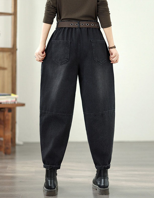 Women’s Loose High Waist Casual Cargo Denim Pants