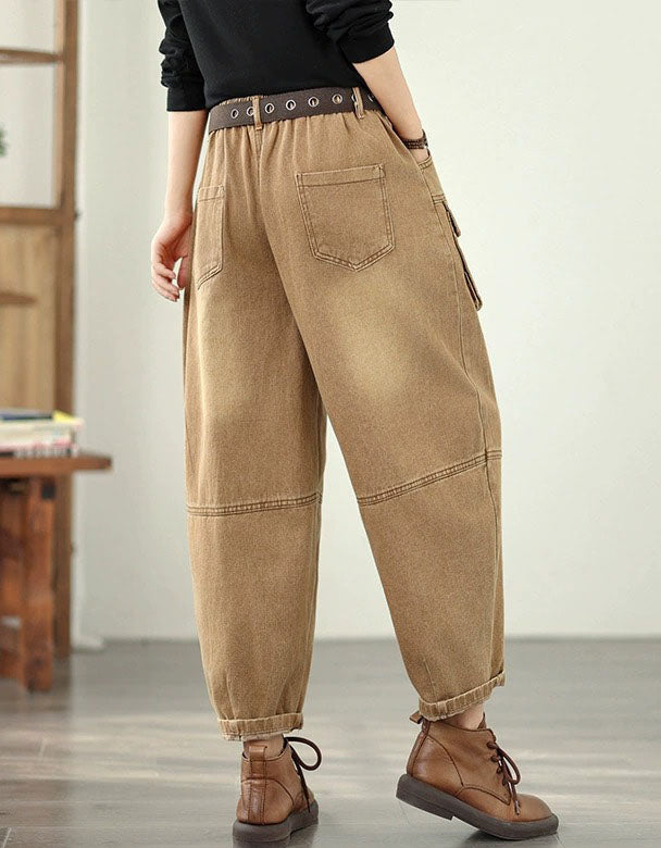 women’s vintage khaki utility pants casual everyday wear back view