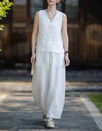 Women's lightweight linen sleeveless blouse for summer outfits