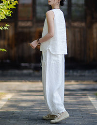 Women's loose fit linen shell top for casual everyday wear
