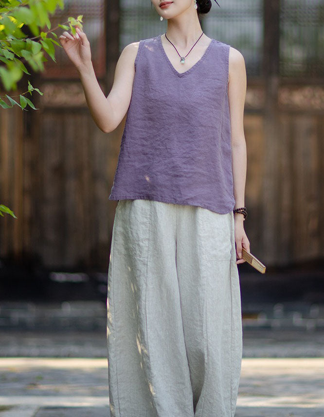 Women's breathable linen summer top for vacation and travel
