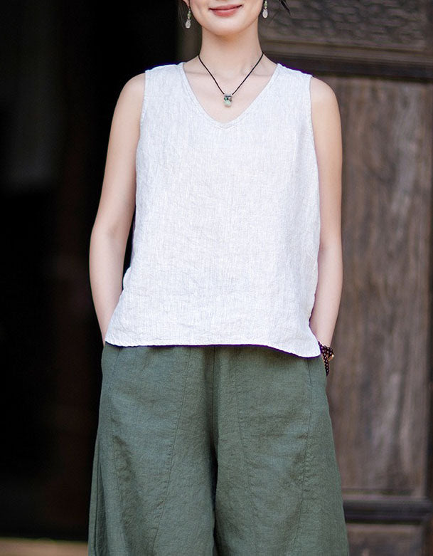 Elegant sleeveless linen blouse for women with relaxed silhouette