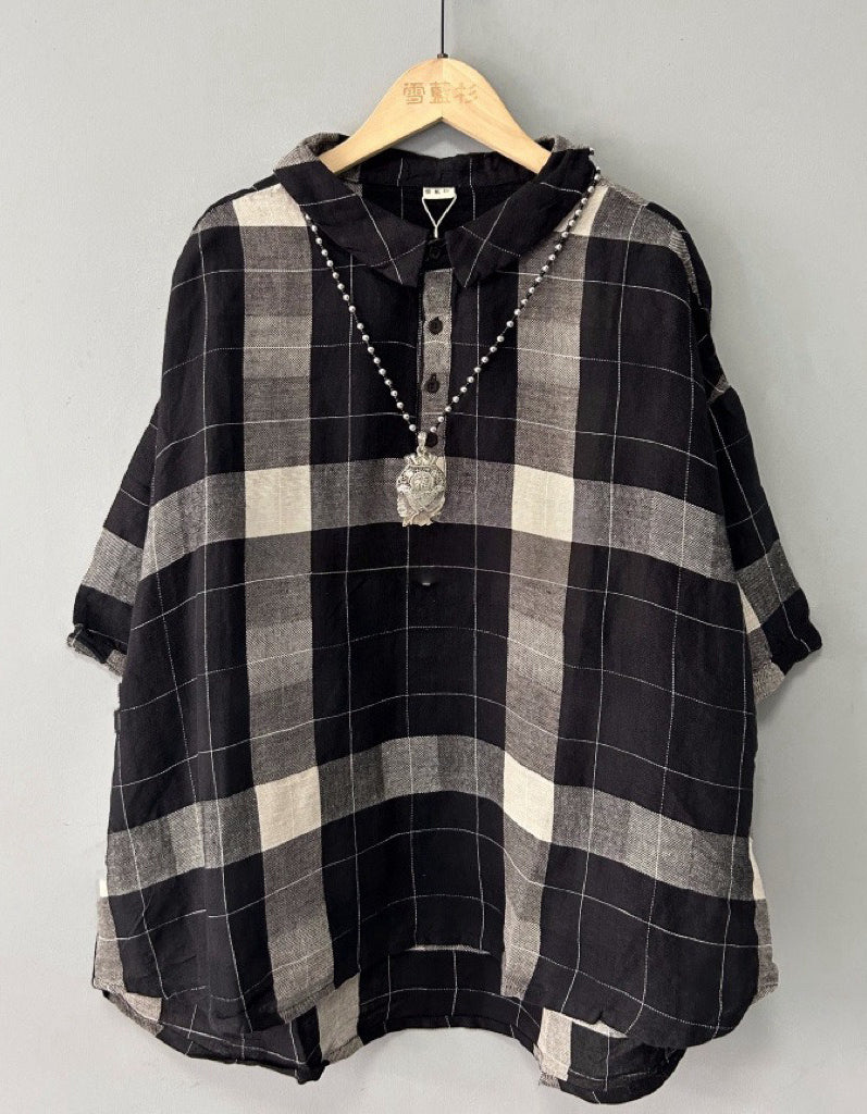 Women’s Oversized Black Plaid Shirt