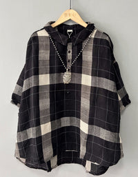 Women’s Oversized Black Plaid Shirt