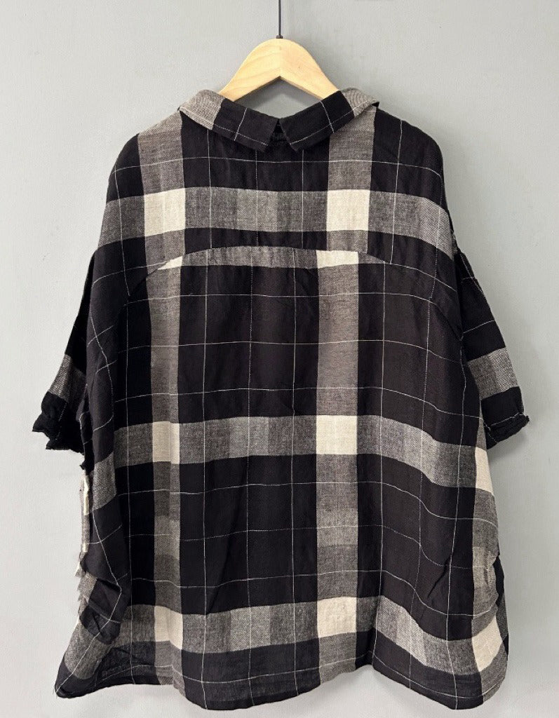 Women’s Oversized Black Plaid Shirt