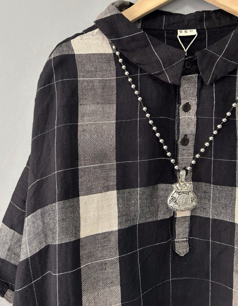 Women’s Oversized Black Plaid Shirt