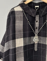 Women’s Oversized Black Plaid Shirt