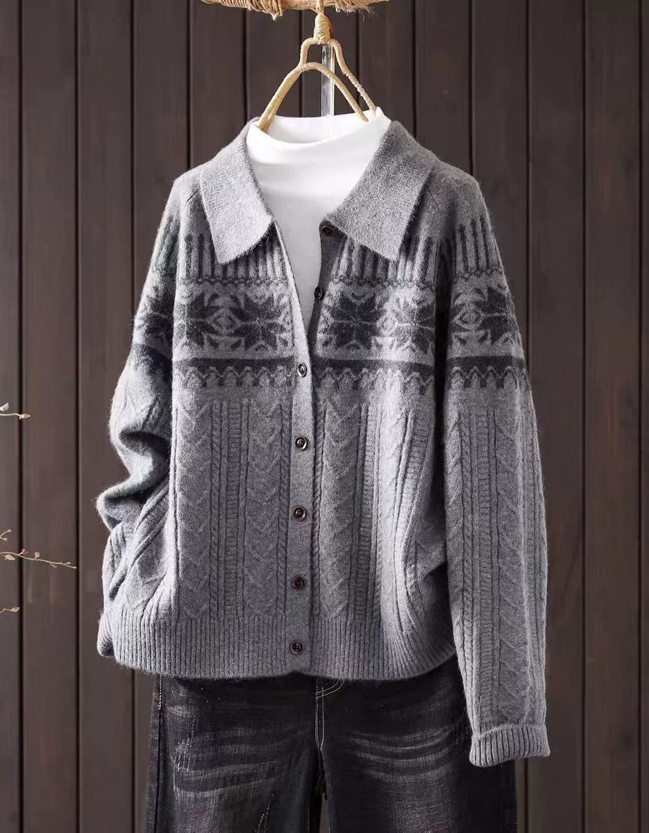 Women’s Oversized Nordic Knit Button Cardigan
