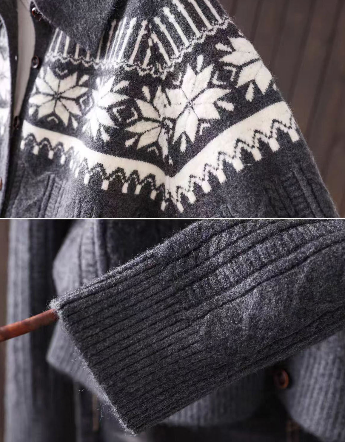 Women’s Warm Nordic Pattern Cable Knit Cardigan