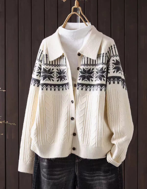 Women’s Chunky Nordic Pattern Knit Cardigan