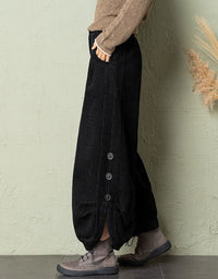 Women's Oversized Casual Button Leg Corduroy Lantern Pants