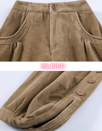 Women's Oversized Casual Button Leg Corduroy Lantern Pants