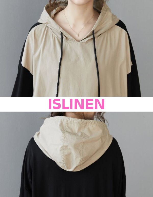 Adjustable drawstring hood detail on midi dress