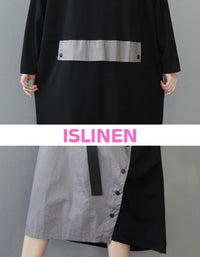 Button accent detail on hooded color block dress