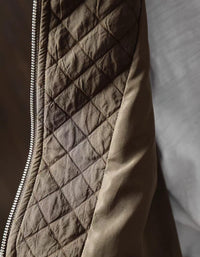 Women's Loose Fit Quilted Jacket with Snap Collar