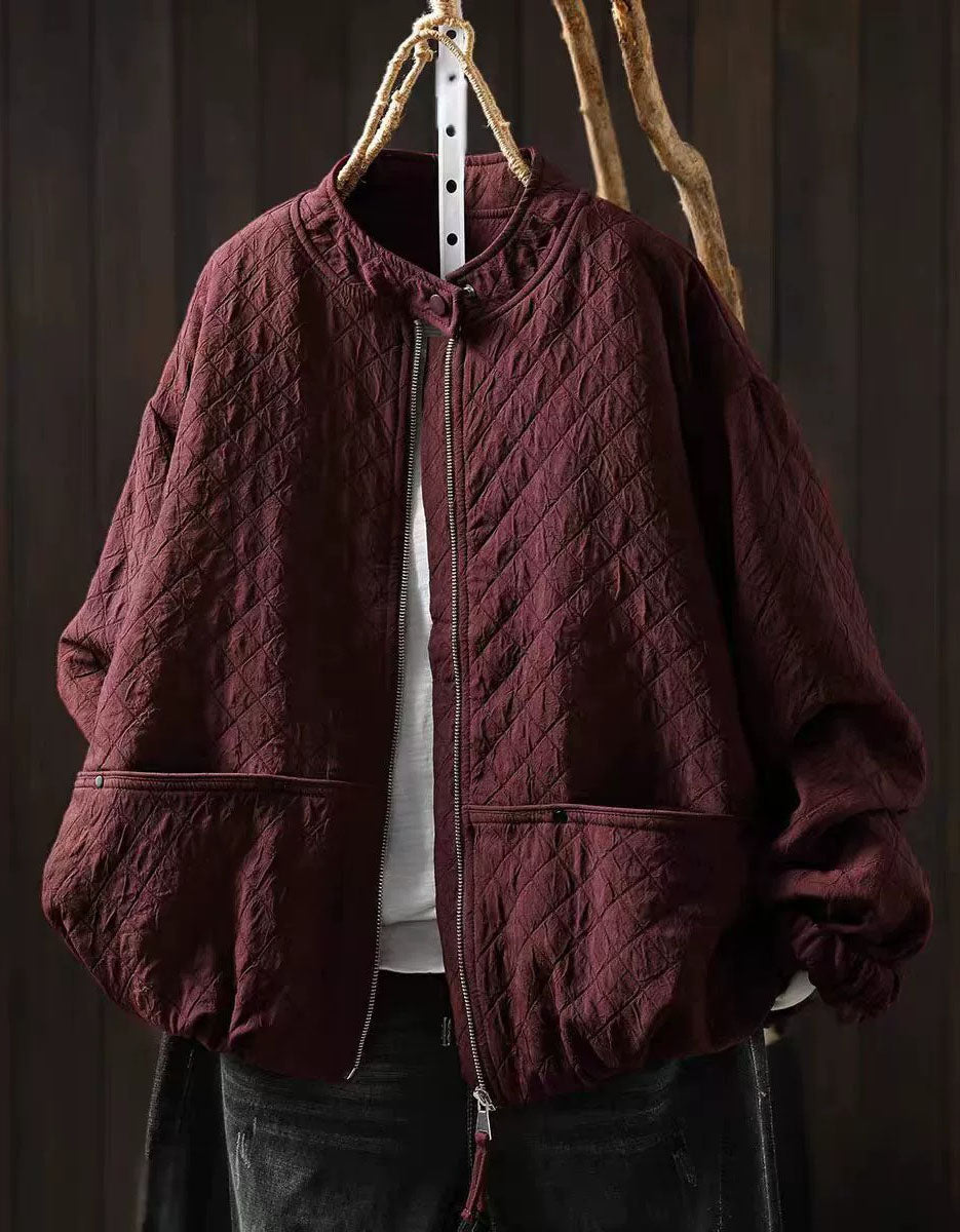 Ivory Quilted Jacket for Women – Relaxed Casual Fit