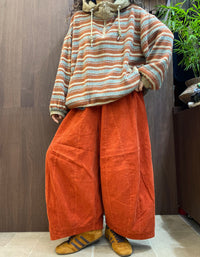 Women's Relaxed Fit Striped Hooded Sweater