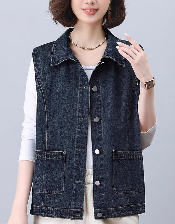 Women’s Oversized Classic Blue Jean Vest
