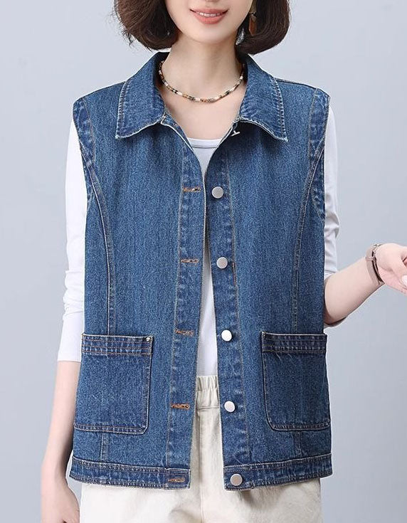 Women’s Oversized Classic Blue Jean Vest