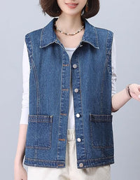 Women’s Oversized Classic Blue Jean Vest