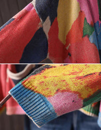 Colorful women's cardigan with button front and pockets