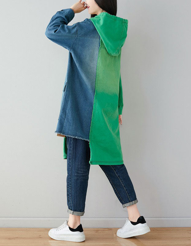 Women’s Oversized Cute Cat Patchwork Hoodie Dress