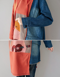 Women’s Oversized Cute Cat Patchwork Hoodie Dress