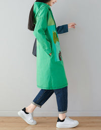 Women’s Oversized Cute Cat Patchwork Hoodie Dress