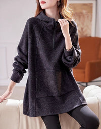 Women’s Oversized Half Zip Long Fleece Sweatshirt