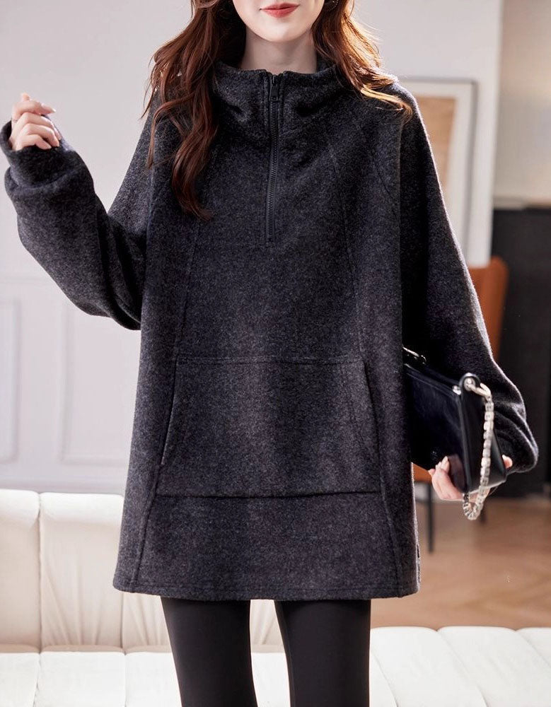 Women’s Oversized Half Zip Long Fleece Sweatshirt